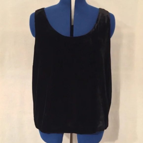 NWT J. Crew black velvet sleeveless scoop neck tank top - Picture 1 of 8